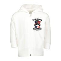 Trump Kennedy Make America Healthy Again Messy Bun Us Flag Toddler Zip Fleece Hoodie