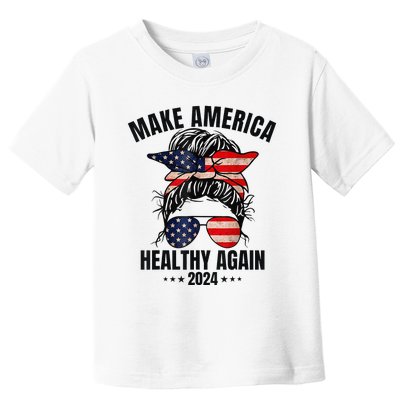 Trump Kennedy Make America Healthy Again Messy Bun Us Flag Toddler T-Shirt