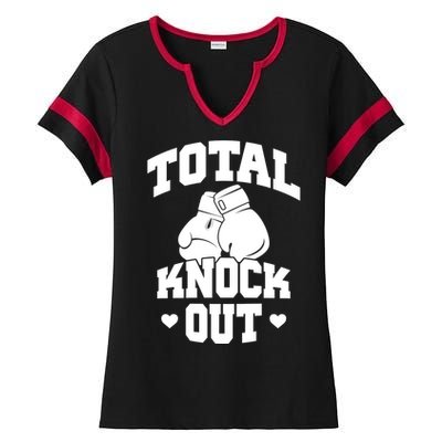 Total Knock Out Boxing Cute Gift Ladies Halftime Notch Neck Tee