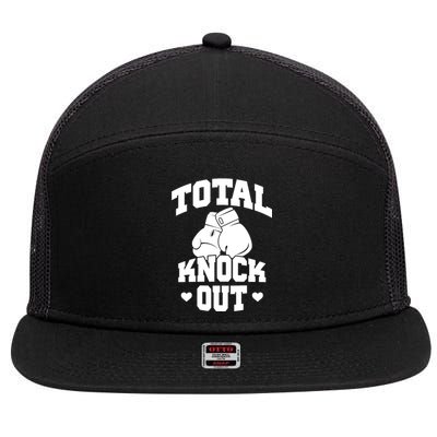 Total Knock Out Boxing Cute Gift 7 Panel Mesh Trucker Snapback Hat