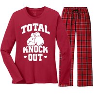 Total Knock Out Boxing Cute Gift Women's Long Sleeve Flannel Pajama Set 