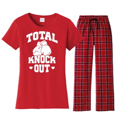 Total Knock Out Boxing Cute Gift Women's Flannel Pajama Set