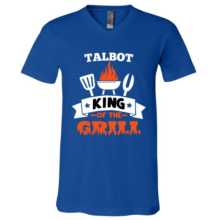 Talbot King Of The Grill Grilling Bbq Chef Master Cooking Gift V-Neck T-Shirt