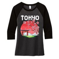 Tokyo Kyokujitsuki Sakura Japan Gift Women's Tri-Blend 3/4-Sleeve Raglan Shirt