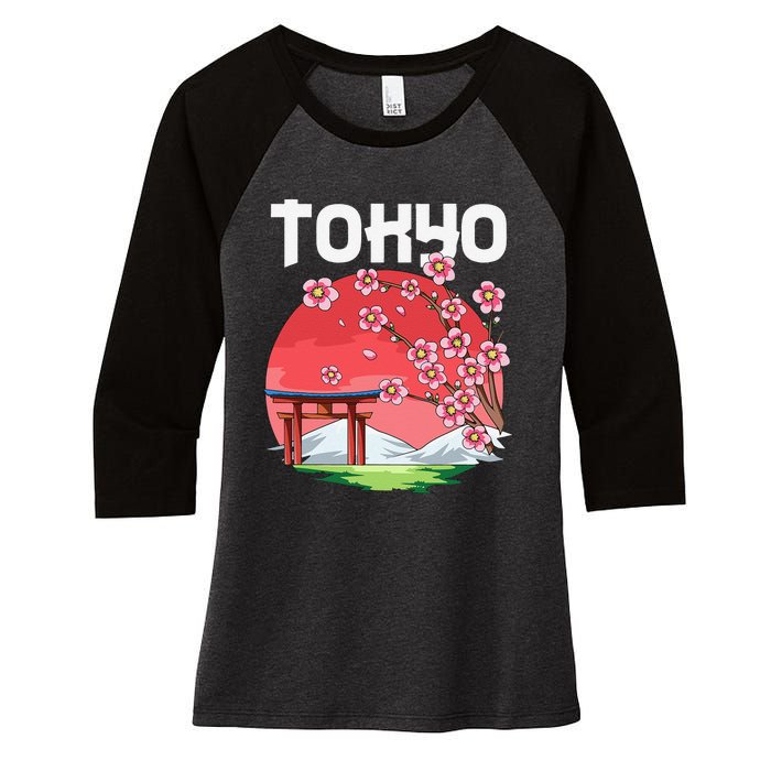 Tokyo Kyokujitsuki Sakura Japan Gift Women's Tri-Blend 3/4-Sleeve Raglan Shirt