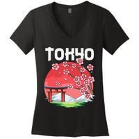 Tokyo Kyokujitsuki Sakura Japan Gift Women's V-Neck T-Shirt