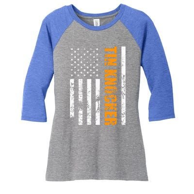 Tin Knocker Sheet Metal Worker Women's Tri-Blend 3/4-Sleeve Raglan Shirt