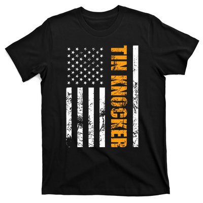 Tin Knocker Sheet Metal Worker American Vertical Flag Usa T-Shirt