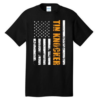 Tin Knocker Sheet Metal Worker American Vertical Flag Usa Tall T-Shirt