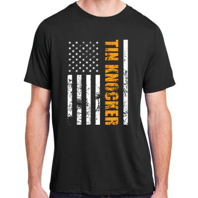 Tin Knocker Sheet Metal Worker American Vertical Flag Usa Adult ChromaSoft Performance T-Shirt