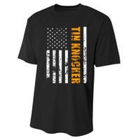 Tin Knocker Sheet Metal Worker American Vertical Flag Usa Performance Sprint T-Shirt