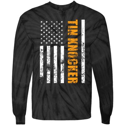 Tin Knocker Sheet Metal Worker American Vertical Flag Usa Tie-Dye Long Sleeve Shirt