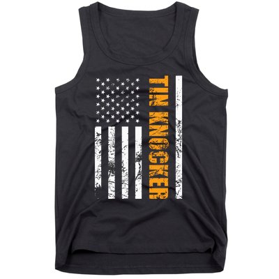 Tin Knocker Sheet Metal Worker American Vertical Flag Usa Tank Top