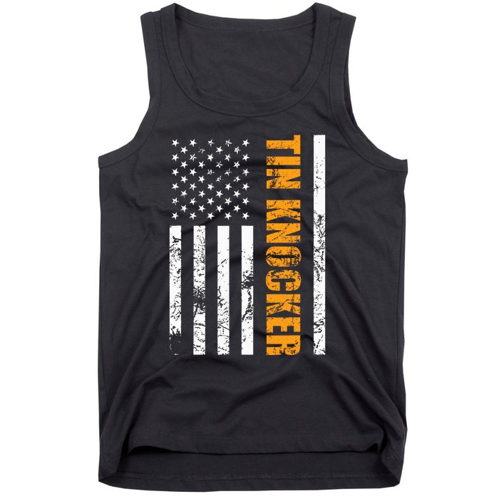 Tin Knocker Sheet Metal Worker American Vertical Flag Usa Tank Top