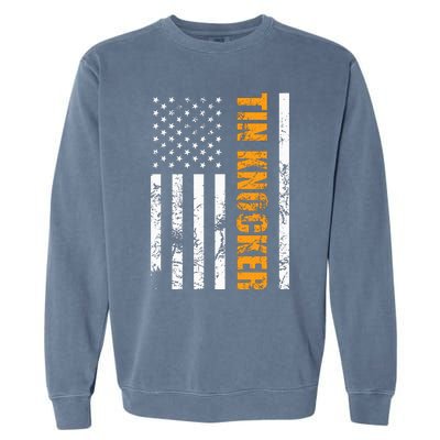 Tin Knocker Sheet Metal Worker American Vertical Flag Usa Garment-Dyed Sweatshirt