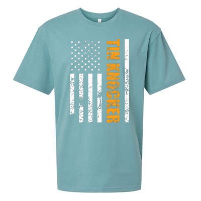 Tin Knocker Sheet Metal Worker American Vertical Flag Usa Sueded Cloud Jersey T-Shirt