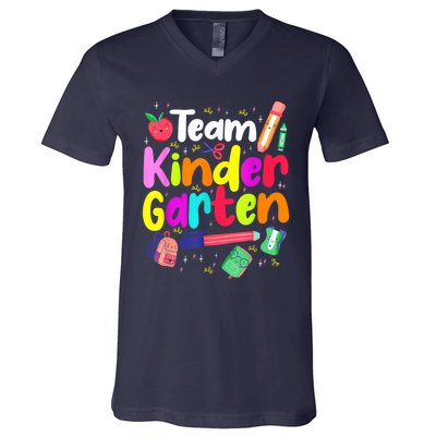 Team Kindergarten Teacher Educator Back To School Instructor V-Neck T-Shirt