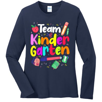 Team Kindergarten Teacher Educator Back To School Instructor Ladies Long Sleeve Shirt