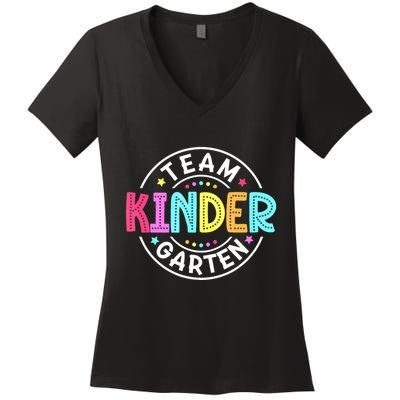 Team Kindergarten Teacher Back To School Kindergarten Squad Women's V-Neck T-Shirt