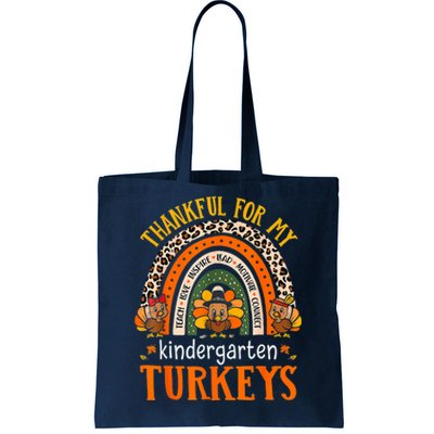 Thankful Kindergarten Teacher Student Thanksgiving Turkeys Tote Bag