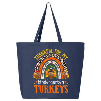 Thankful Kindergarten Teacher Student Thanksgiving Turkeys 25L Jumbo Tote