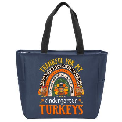 Thankful Kindergarten Teacher Student Thanksgiving Turkeys Zip Tote Bag