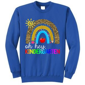 Team Kinder Teacher Rainbow Leopard Oh Hey Kindergarten Gift Sweatshirt