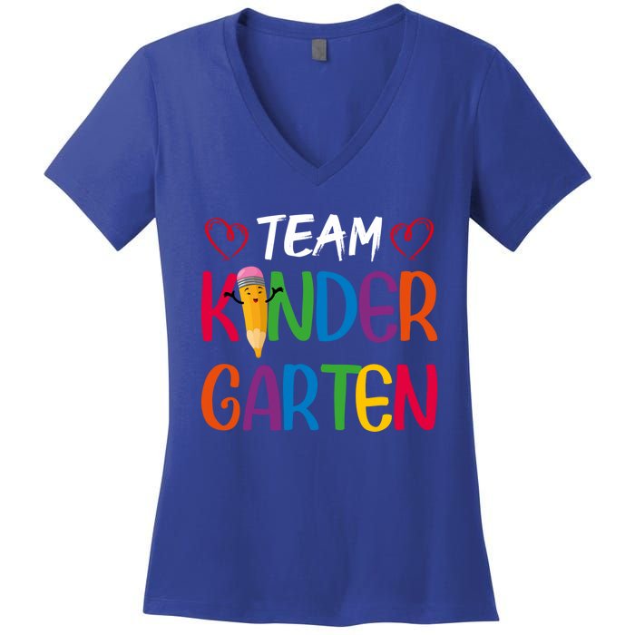 Team Kindergarten Teachers Funny Kindergarten Teacher Gift Women's V-Neck T-Shirt