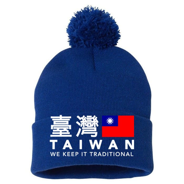 Taiwan Keep Traditional I Love Taiwan Flag Free Taiwan Pride Funny Gift Pom Pom 12in Knit Beanie