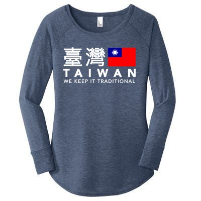 Taiwan Keep Traditional I Love Taiwan Flag Free Taiwan Pride Funny Gift Women's Perfect Tri Tunic Long Sleeve Shirt