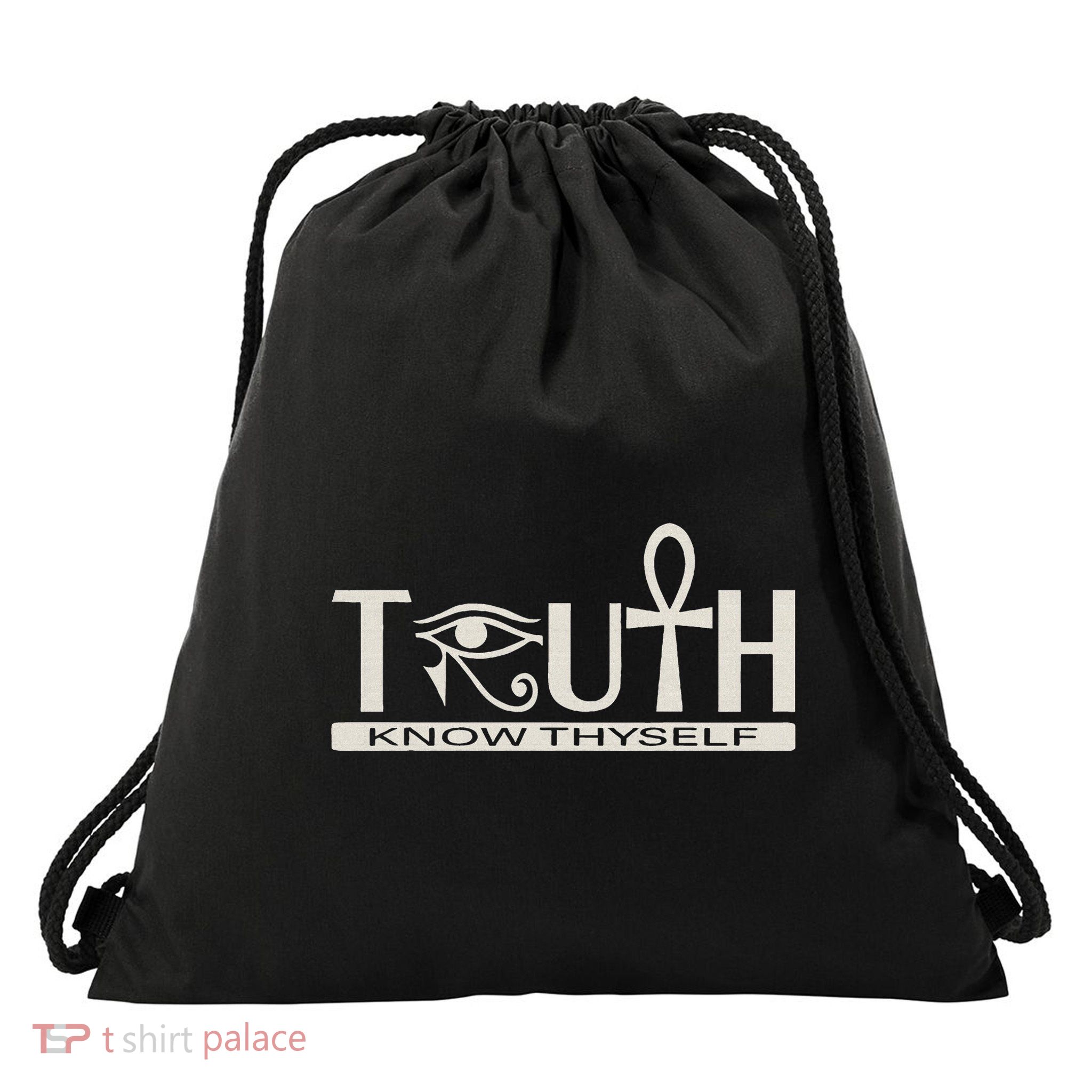 Truth Know Thyself Funny Ankh Love Eye Family Drawstring Bag
