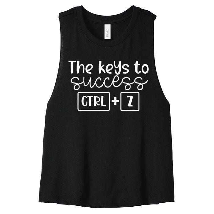 The Keys To Success Ctrl + Z Funny Technology Teacher Gift Women's Racerback Cropped Tank