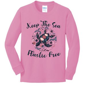 Turtle Keep The Sea Plastic Free Gift Kids Long Sleeve Shirt