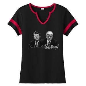 Trump Kennedy Us Presidents Signature Ladies Halftime Notch Neck Tee