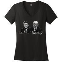 Trump Kennedy Us Presidents Signature Women's V-Neck T-Shirt