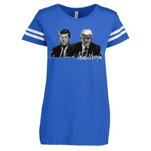 Trump Kennedy Us Presidents Signature Enza Ladies Jersey Football T-Shirt