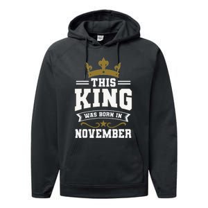 This King Was Born In November Birthday Party Celebration Performance Fleece Hoodie