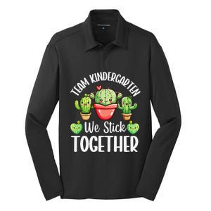 Team Kindergarten We Stick Together Cactus Back To School Gift Silk Touch Performance Long Sleeve Polo