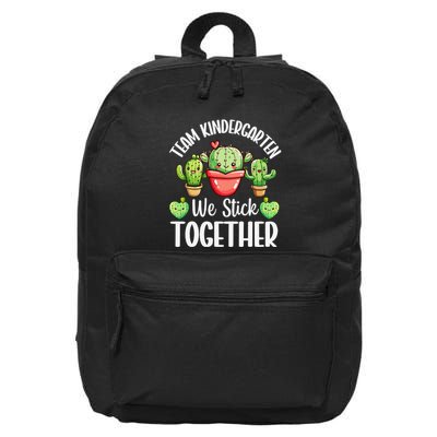 Team Kindergarten We Stick Together Cactus Back To School Gift 16 in Basic Backpack