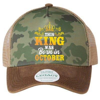 This King Was Born In October Birthday Party Celebration Legacy Tie Dye Trucker Hat