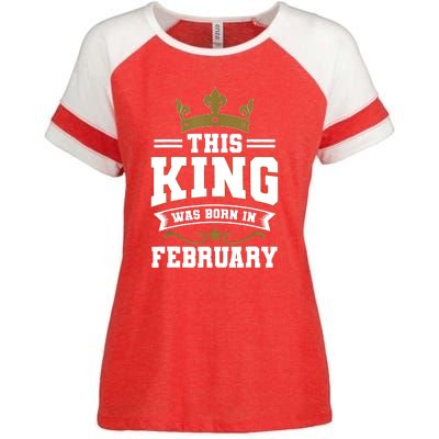 This King Was Born In February Birthday Party Celebration Enza Ladies Jersey Colorblock Tee