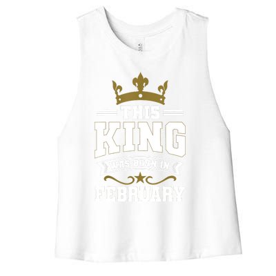 This King Was Born In February Birthday Party Celebration Women's Racerback Cropped Tank