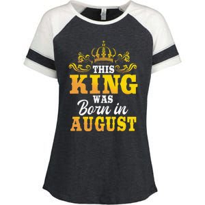 This King Was Born In August Birthday Party Celebration Enza Ladies Jersey Colorblock Tee