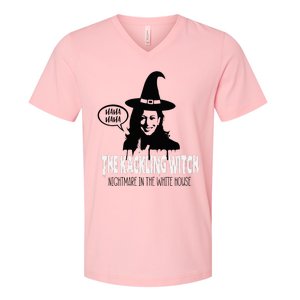 The Kackling Witch Kamala Harris Halloween Election 2024 V-Neck T-Shirt