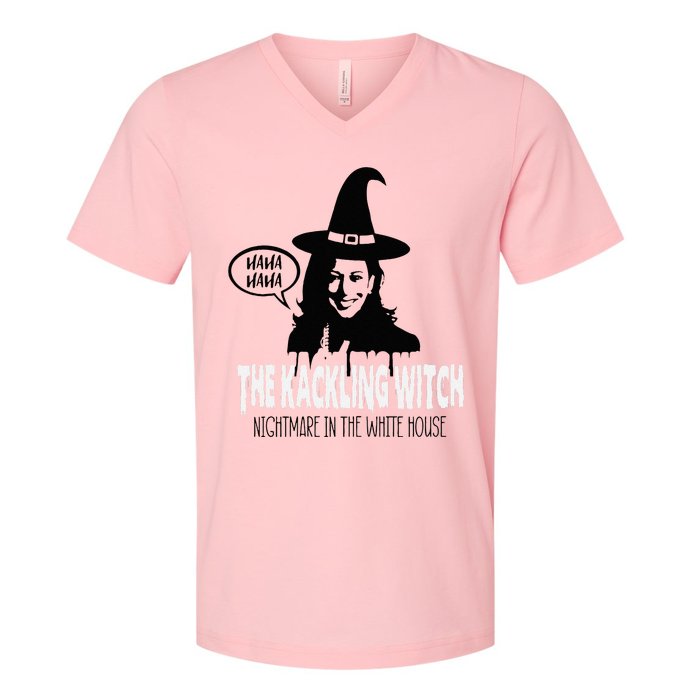 The Kackling Witch Kamala Harris Halloween Election 2024 V-Neck T-Shirt