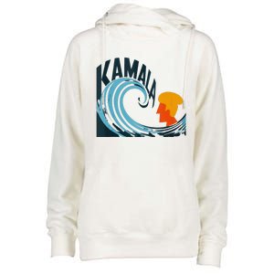 The Kamala Wave A Political Tidal Shift Womens Funnel Neck Pullover Hood