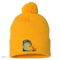 The Kamala Wave A Political Tidal Shift Pom Pom 12in Knit Beanie