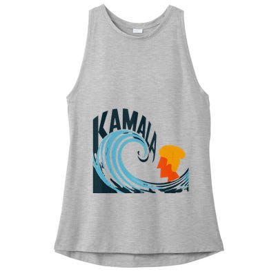 The Kamala Wave A Political Tidal Shift Ladies PosiCharge Tri-Blend Wicking Tank