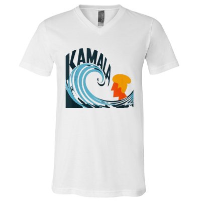 The Kamala Wave A Political Tidal Shift V-Neck T-Shirt