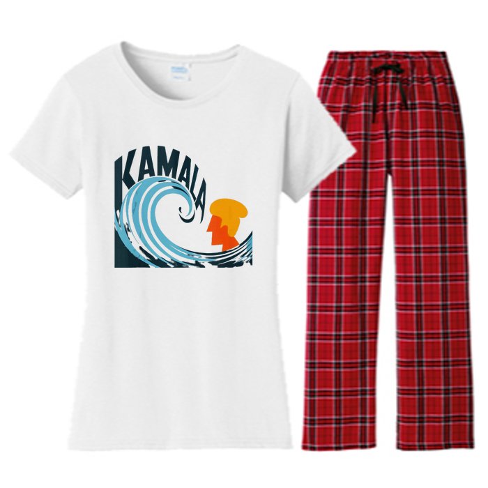 The Kamala Wave A Political Tidal Shift Women's Flannel Pajama Set